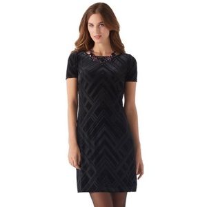 WHBM Velvet Deco Geometric Shift / Sheath Dress | Sz S